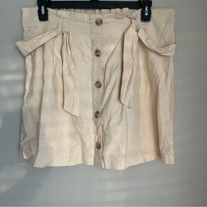 Falls Creek Paper Bag Button Down Linen Skirt With Tie Waist  Size XL